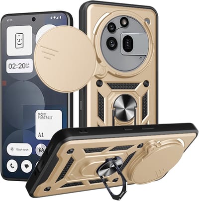 MobyDefend Hoesje - Geschikt voor Nothing Phone (3a) Pro - Pantsercase Met Draaibare Ring - Goud
