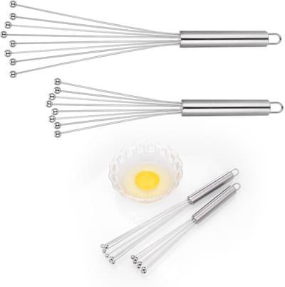 Dailygoods- Garde Set - 2 Stuks - Roestvrij Staal - 10 Inch/12 Inch - Ergonomisch - Duurzaam - Geschikt voor Koken en Mengen - Klopper