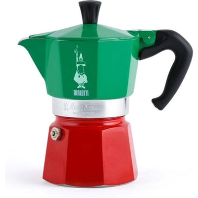 Cafetiere italienne - BIALETTI - Moka Express Italia - Tous feux sauf induction - 6 tasses - 300 ml - Vert / Rouge