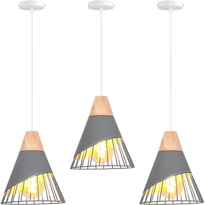 Set van 3 Hanglampen Moderne E27 Kroonluchter Creatieve Plafondlamp voor Slaapkamer Woonkamer Keuken Grijs