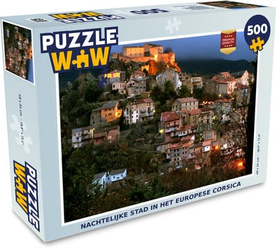 Puzzel Nachtelijke stad in het Europese Corsica - Legpuzzel - Puzzel 500 stukjes