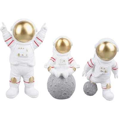 Figurine d'Astronaute Résine Décorative Mignonne Mini Statue d'Astronaute Ornement pour Meuble TV Bureau Chambre d'Enfants white