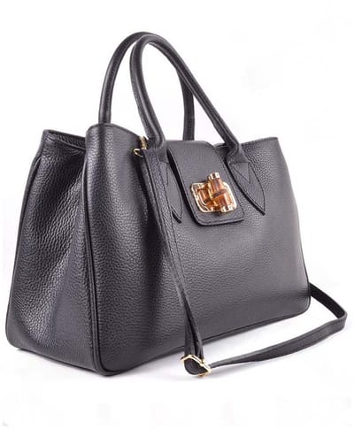 Giuliano lederen handtas Lylou - Dames - Made in Italy - Zwart
