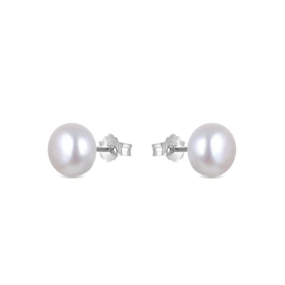 Luxenter oorbellen, basis 925 sterling zilver en witte parel met gerhodineerde afwerking