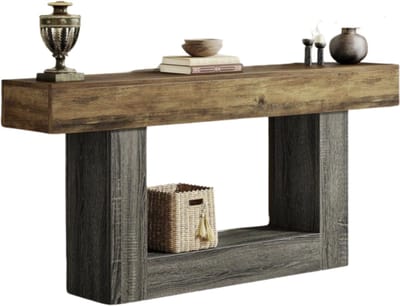 MAZAZU Industriële Sidetable - Houten Dressoir - Antraciet/Bruin - 160x30x82cm