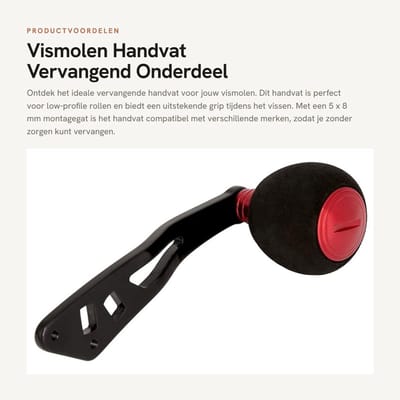 Dailygoods- Vismolen Vervangend Handvat - Metalen Constructie - Compatibel met Low-Profile Rollen - Eenvoudig te Installeren - Duurzaam en Solide - 5 x 8 mm Montagegat - Haspel