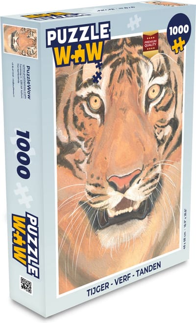 Puzzel Tijger - Verf - Tanden - Legpuzzel - Puzzel 1000 stukjes volwassenen