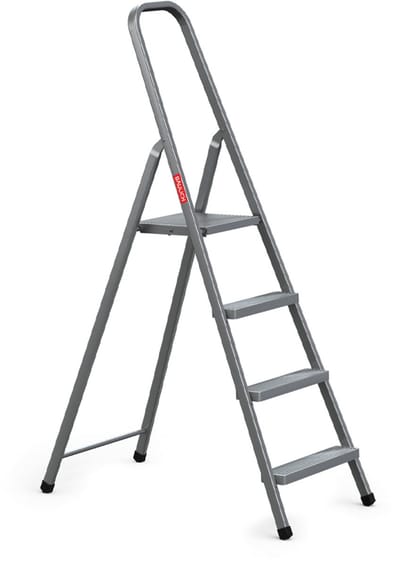 Baulich Opvouwbare huishoudtrap - Stalen vouwladder met 4 antislip treden en platform, draagvermogen 125 kg, werkhoogte 275 cm, stabiel met geprofileerde voeten