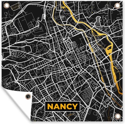 Tuin poster Stadskaart – Frankrijk – Kaart – Nancy – Plattegrond - 200x200 cm - Tuindoek