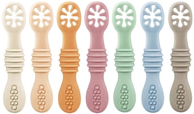 Unyqoos ® Zachte Siliconen Babylepels Set van 7 voor Zelfstandig Eten vanaf 4 Maanden
