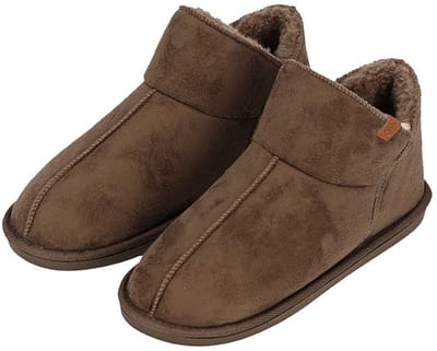 Apollo sloffen - dames - donkerbruin - voering wol - suede - pantoffels - met antislip - hoog 39-40