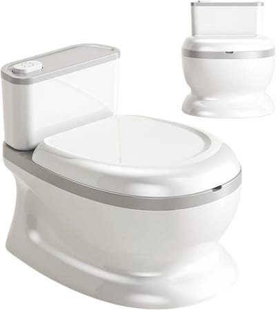 Kinder Potty Trainer - Zindelijkheidstoilet - Kind Zindelijk Maken - Interactieve Geluidsknop - 38x28x30 cm - Grijs