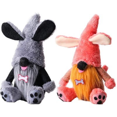 2 Stuks Hondenkabouters Hondenpootjes Bot Pop Zweedse Tomte Ornament Pluche Puppy Etage Schaal Decoratie Huis black