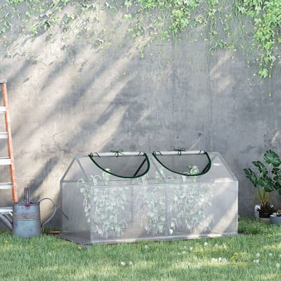 MODFU - Mini Kweekkas Met Oprolbaar Raam - Waterdichte En UV-Bestendige Foliekas - Stalen Frame - Wit - 120 X 60 X 60 Cm