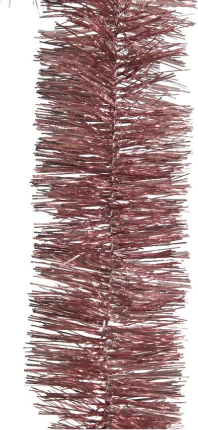 Decoris kerstslinger - oudroze - lametta - 270 x 7 cm - folie slinger - kerstversiering