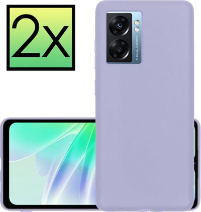Hoesje - 2 Stuks - Geschikt voor OPPO A77 - Sterk & Shockproof - Case Siliconen - Back Cover - Telefoon Hoes - Lila