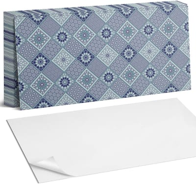 Coloray Plaktegels - Geometrische patronen in mozaïek Zelfklevende Wandtegels - 40 cm x 20 cm - Turkoois Plaktegels - 10 stuks - Rechthoek PVC Tegels - Plaktegels Badkamer - Vloertegels Zelfklevend - Vinyl Tegels - Portugese Tegels