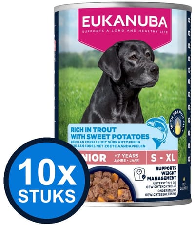 10x Eukanuba - Life Care Dog Wet Senior Trout & sweet Potato - Hondenvoer Natvoer - 400 g