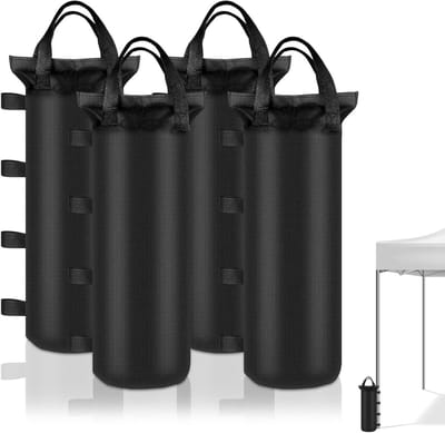 Zandzakken - Gewichtszakken - Stabiliteit Buiten - 4 Bevestigingsbanden - 49 x 20 cm - Zwart