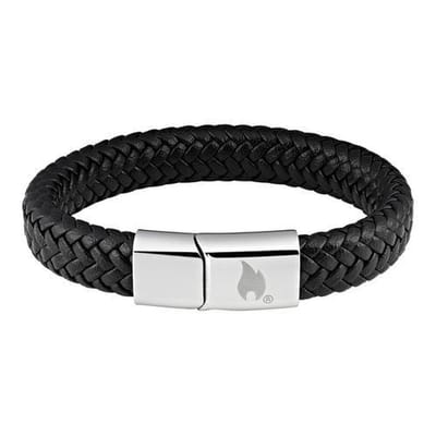 Zippo gevlochten zwart lederen armband - 20 cm