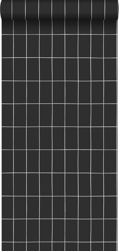 ESTAhome behang kleine tegeltjes zwart en wit - 53 cm x 10.05 m - 139032