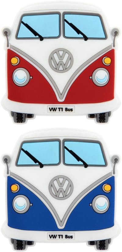 BRISA VW Collection - Volkswagen T1 Bulli Bus rubberen magneet - voorkant, koelkastmagneet, magneten voor koelkast, magneetbord, whiteboard, pinbord (set van 2, blauw & rood)