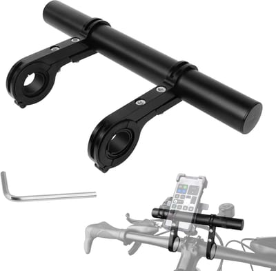 Fietsverlengstandaard - Stuurverlengbeugel van aluminiumlegering - 30 cm lange paal - voor fietsverlichting, snelheidsmeters, positioneringsapparatuur, sportcamera's - zwart
