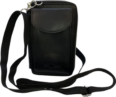 Leren rechthoekig telefoontasje/portemonneetasje Zwart