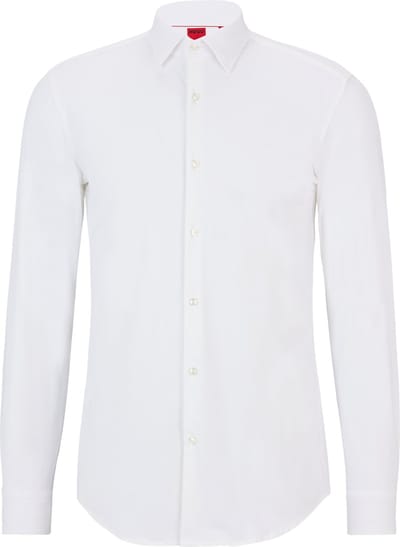 HUGO Kenno slim fit overhemd - tricot - wit - Strijkvriendelijk - Boordmaat: 37 (EU maat: S)
