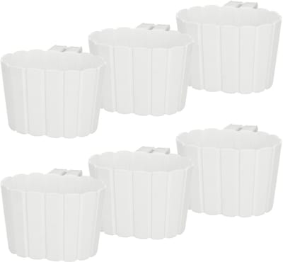 KOTARBAU® Bloembak voor Balkon met Houder - Balkon Plantenbak 20x14x13 cm 6 Stuks - Balkonbak - Balkonbloembak met Beugel - Kunststof Balkonbak - Plantenbak Buiten - Wit