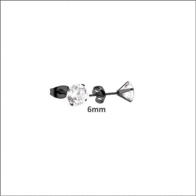 Aramat Jewels | Oorbellen | Fonkelende Zwarte Zirkonia Oorbellen | 6mm | | | Staal | Kinderen, Volwassenen | Verkleurd niet