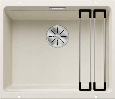 Silgranit spoelbak, 530x460 mm, met toebehoren, InFino, zacht wit