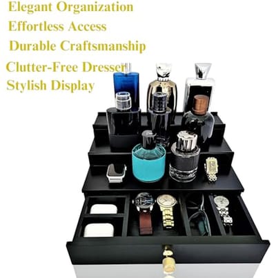 Houten 3-Tier Cologne Organizer voor Mannen met Verborgen Compartimenten