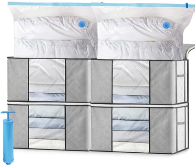 Dailygoods- Opbergdozen 90 l - Verhuisdozen - Opbergtassen - Vacuümzakken - Ruimtebesparend - Versterkte handgreep - Opbergzakken
