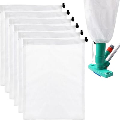 6 Stuks Zwembad Netzak Met Trekkoord - Zwembadvacuümfilterzak - Opvangzakken - Skimmernet - Skimmersokken - Skimmersocks - Geschikt Voor Zwembaden, Aquariums En Vijvers, Verzamelt Bladeren En Ander Vuil - 23 X 32 Cm - Wit