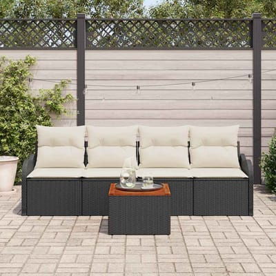 vidaXL - Tuinbank - Set - 5 - st - 4-Aantal - zitplaatsen - Zwart - en - Crème