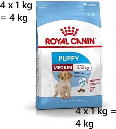 ** 4 X 1 KG * ROYAL CANIN PUPPY MEDIUM van 2-12 maanden (adult gewicht 11-25 kg )