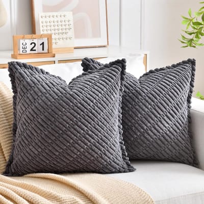 Dailygoods- Kussenslopen set van 2 - Corduroy - 40 x 40 cm - Decoratieve Kussenhoezen - Verborgen Ritssluiting - Modern Design