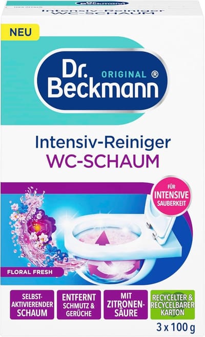 Dr. Beckmann Intensive Toilet Foam Cleaner Floral Fresh – 3 x 100 g – Zelfactief Schuim