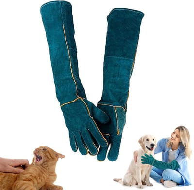 Huisdier Bescherming Handschoenen - Bijtbestendige Handschoenen - Huisdieren Handschoen - 60cm - Anti-bijt - Slijtvast - Verdikt - Zwaar Uitgevoerd Handschoen - Lashandschoenen - voor Hantering Honden, Katten, Vogels, Slang, Hagedis, Reptielen