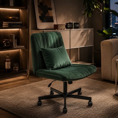 Bureaustoel met rugleuning - bureaustoelen voor volwassenen - Ergonomische bureaustoel - 360 graden draaibaar - Verstelbare rugleuning - Elastisch zitkussen - Groen