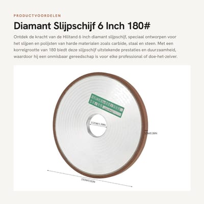 Dailygoods- Slijpschijf 150*32*10mm - Diamant slijpschijf - Slijpsteen voor metaal - Schuurwiel 180 korrel - Harde staalbewerking - Hoogwaardige harsmateriaal