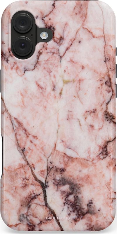 Casetastic hoesje geschikt voor Apple iPhone 16 Plus - MagSafe - Dubbellaagse bescherming - Koraalrif Marmer - Fashion Case - Lichtroze Perzik