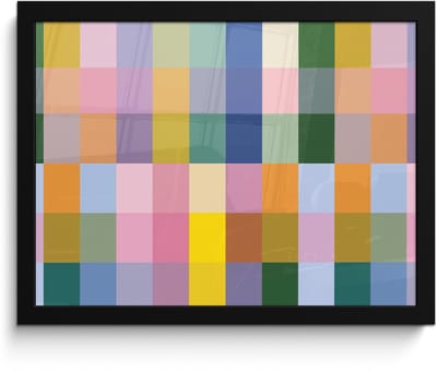 Poster in lijst - Fotolijst 40x30 cm - Posters - Blokken - Vierkant - Patroon - Gekleurd - Posterlijst zwart - Decoratie - Wanddecoratie woonkamer - Muurdecoratie slaapkamer