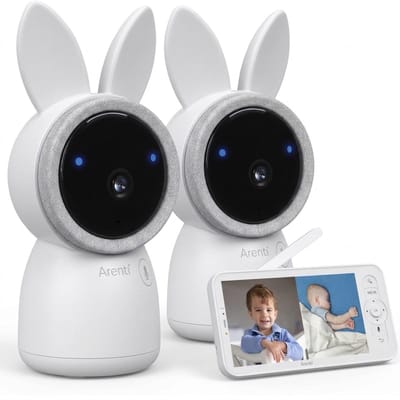 Arenti AINanny - Wifi Babyfoon Met 2 Camera's Duopack - Baby Monitor - Babyfoon met 5 inch scherm - Ultra HD 2K Resolutie - Slaapliedjes - Alexa & Google