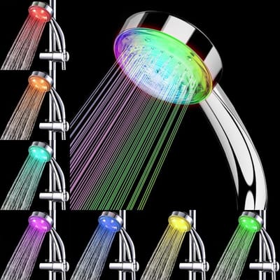 Verlichte Handdouche met 7 Kleuren, Kleurveranderende Douchekop, Universele Chrome Douchekop voor een Luxe Douche-ervaring