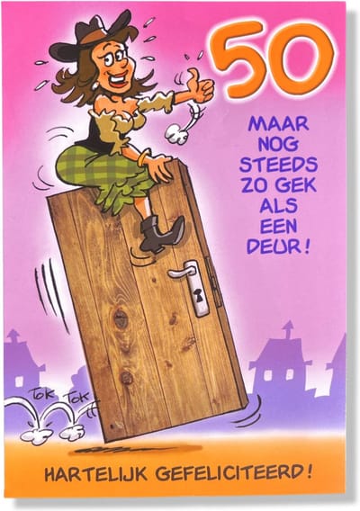 Hoera 50 jaar! Luxe verjaardagskaart Sarah - 12x17cm - Gevouwen Wenskaart inclusief envelop - Leeftijdkaart