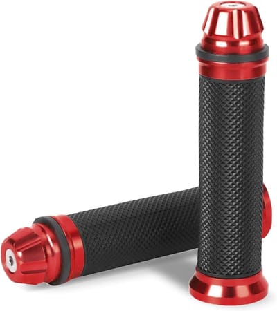 CNC Aluminium en Rubber Motor Handvatten voor 7/8" Stuur - Comfortabele Grip voor Motorfietsen en Fietsen (Rood)