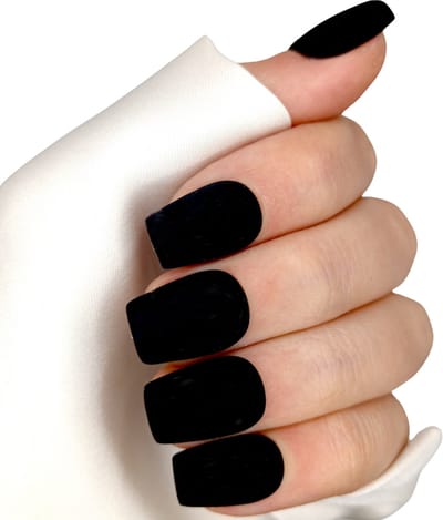 SD Press on Nails - B-120 - Plaknagels - Nagelset 20 Nagels - Zwart Matte - Gellak - Nagellak - XS Coffin Nageltips - Nepnagels met Lijm - Kunstnagels - Nail Art - Handmade - Valse nagels - Nagelvijl - Accessoires - Matte Nagels - Zwarte nagels