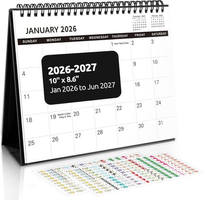 Kleine Bureaukalender 2024-2025 Januari tot December, 18 Maanden Planner en Stickers